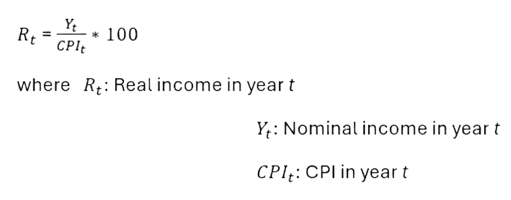 real change in income formulae