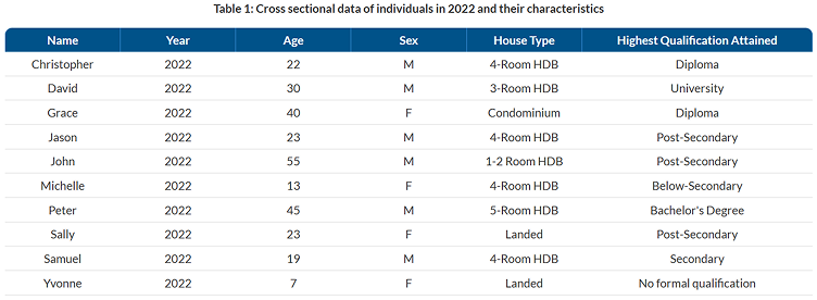 Cross Sectional Data of Individual 2022